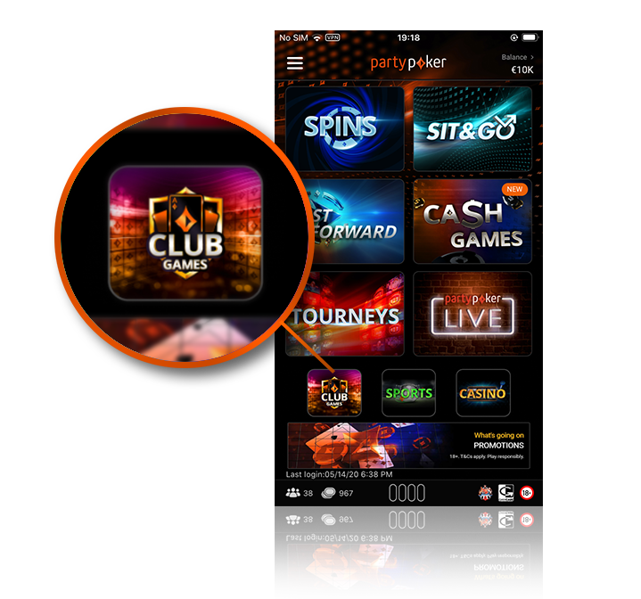Cómo encontrar juegos de club en la app móvil